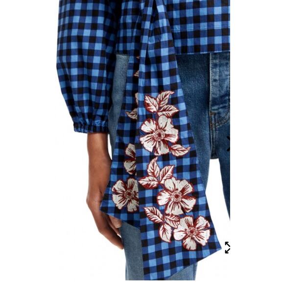 Scotch & Soda WRAP TOP IN ORGANIC COTTON WITH EMBROIDERY, BLUE - Picture 2 of 8